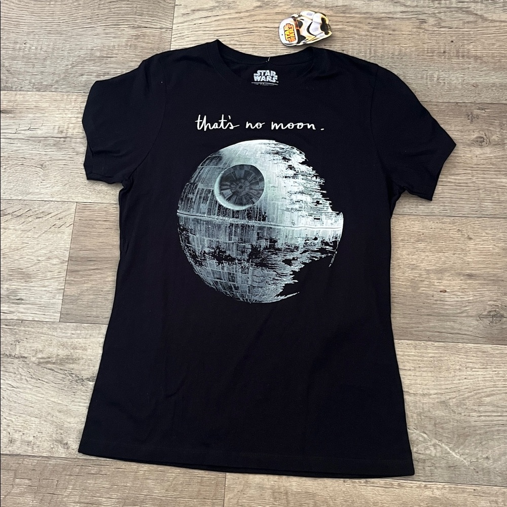 NWT Star Wars Unisex Black Death Star Tee Shirt Short Sleeve Kids XL Women's S